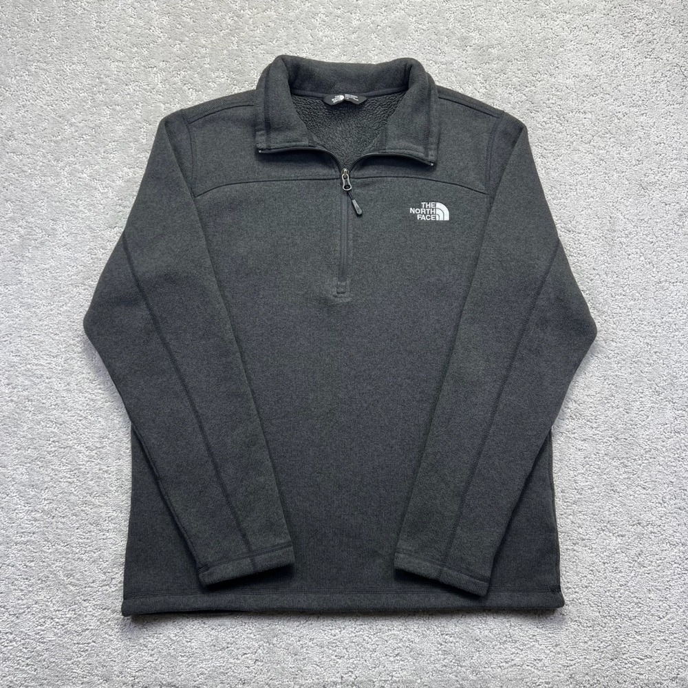 The‎ North Face Sweater Mens Large Gray Cap Rock Quarter Zip Fleece Pullover
